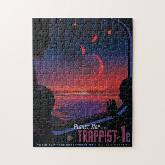 Puzzle Anuncio de viajes de Sci-Fi, Planet Trapist-1e (Vertical)