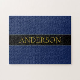 Puzzle Apellido o empresa Navy Blue & Gold Name