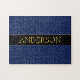 Puzzle Apellido o empresa Navy Blue & Gold Name