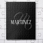 Puzzle Apellido personalizado elegante negro | Nombre<br><div class="desc">Black Elegant Nombre Personalizado. Puede elegir agregar su nombre,  el nombre de un ser querido o un mensaje especial. Ya sea un regalo sincero para alguien querido o un regalo personal,  la elección es tuya.</div>