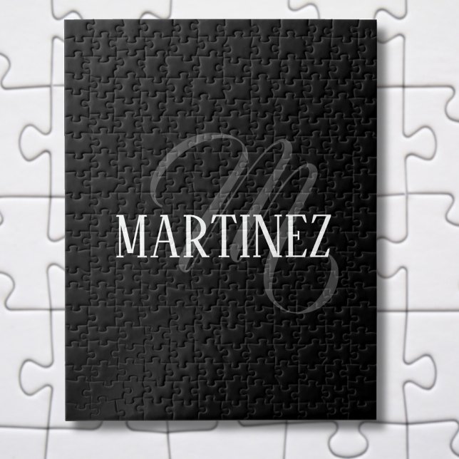 Puzzle Apellido personalizado elegante negro | Nombre (Subido por el creador)