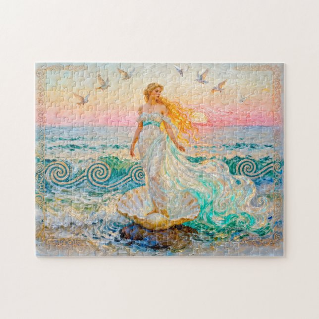 Puzzle Aphrodite Rising from Seashell at the Ocean Shore (Horizontal)
