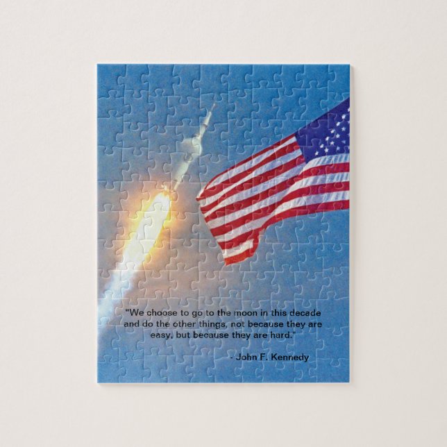 Puzzle Apollo 11 launch with American Flag (Vertical)