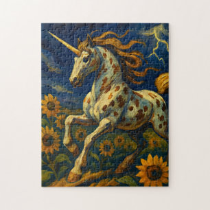 Puzzle Appaloosa Unicorn en una tormenta