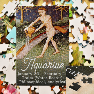 Puzzle Aquarius Water Bearer Zodiac Rótulo Fiesta de Cump