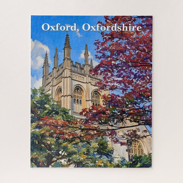 Puzzle Arañas de otoño - Catedral de Oxford en otoño (Vertical)