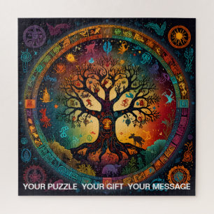 Puzzle Árbol azteca de vida Resumen de mezcla media