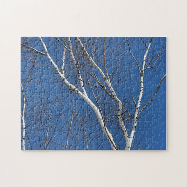 Puzzle Árbol blanco contra la naturaleza del cielo azul (Horizontal)