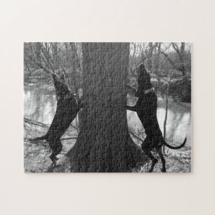 Puzzle Árbol de Coonhounds en blanco y negro