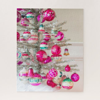 Puzzle Árbol de insel plateado con adorno navideño vintag