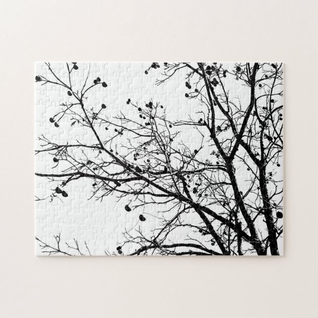 Puzzle Árbol de invierno negro y blanco (Horizontal)