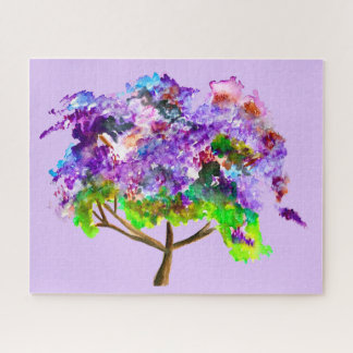 Puzzle Arbol de jacarandá morado acuarela arte fino