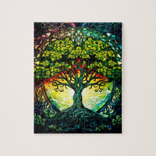 Puzzle Árbol de la Vida Celta Verde Colorido