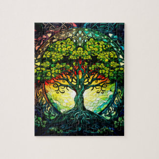 Puzzle Árbol de la Vida Celta Verde Colorido