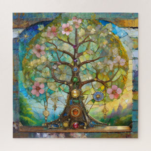 Puzzle Árbol de la Vida Florido de 7 Chakras