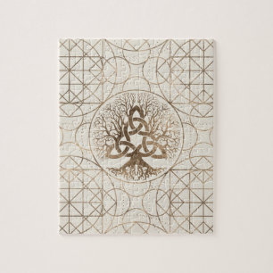 Puzzle Árbol de la vida - Yggdrasil con oro del pastel de