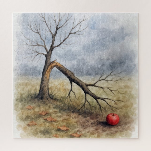 Puzzle Árbol de manzana roto acuarela (Vertical)