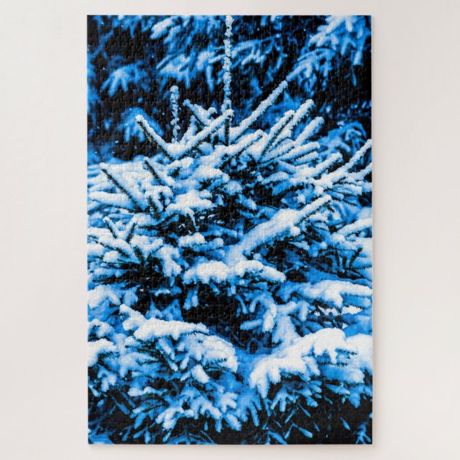 Puzzle Árbol de mojigato joven cubierto de nieve (Vertical)