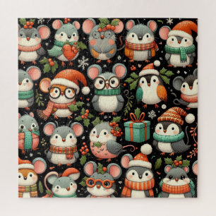 Puzzle Árbol de Navidad Cute colorido Mistletoe ratones