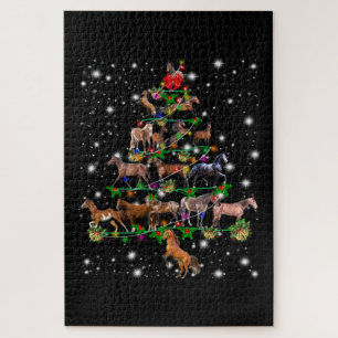 Puzzle Árbol De Navidad De Caballo Cubierto De Lámparas
