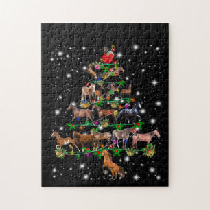 Puzzle Árbol De Navidad De Caballo Cubierto De Lámparas