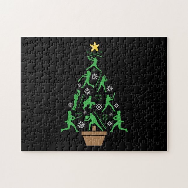 Puzzle Árbol de Navidad de Chicas femeninas en softball (Horizontal)