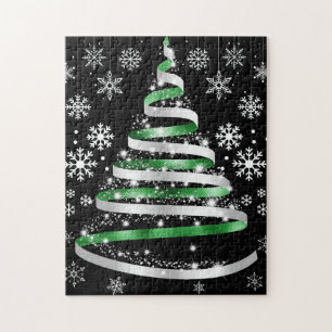 Puzzle Árbol de Navidad de Cinta Verde Plata de Snack Bla