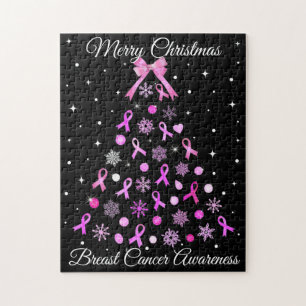 Puzzle Árbol de Navidad de copas rosadas con copo de niev