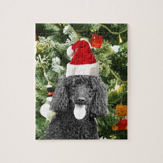 Puzzle Árbol de Navidad de perro caniche Snowman Red Sant (Vertical)