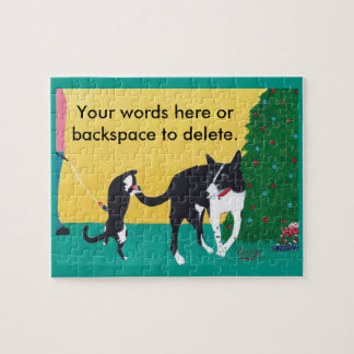 Puzzle Árbol de Navidad de Perro Gato Tus Palabras Aquí S