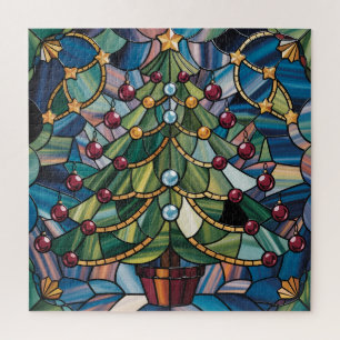Puzzle Árbol de Navidad de Vidrio Pintado Estilo Tiffany