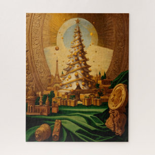 Puzzle Árbol de Navidad dorado con Torre Eiffel
