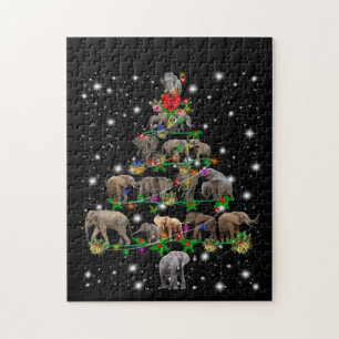 Puzzle Árbol de Navidad elefante cubierto por linterna