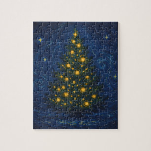 Puzzle Árbol de Navidad estrellado   Fiesta postimpresion
