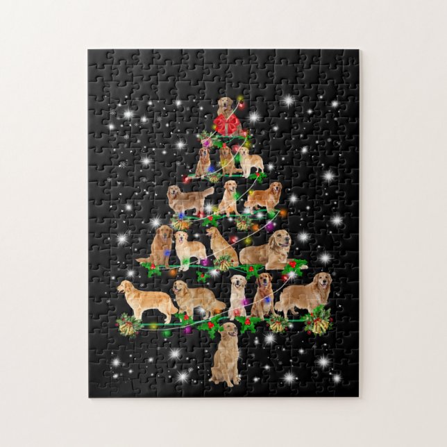 Puzzle Árbol De Navidad Golden Retriever Cubierto Por Fla (Vertical)