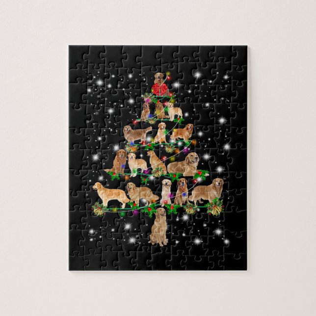 Puzzle Árbol De Navidad Golden Retriever Cubierto Por Fla (Vertical)