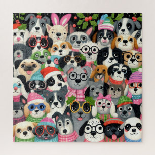 Puzzle Árbol de Navidad Perritos de Mascota Coloridos Lin