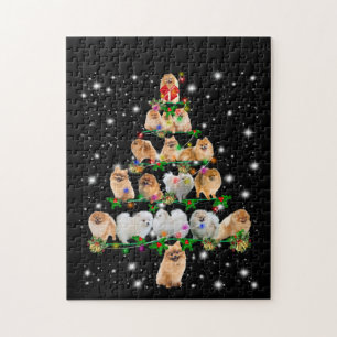Puzzle Árbol De Navidad Pomerano Cubierto De Lámparas