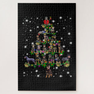 Puzzle Árbol De Navidad Rottweiler Cubierto Con Lámpara