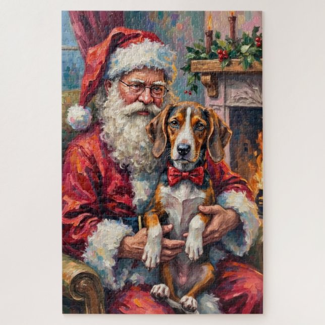 Puzzle Árbol de Navidad Santa Claus Treeing Walker Coonho (Vertical)