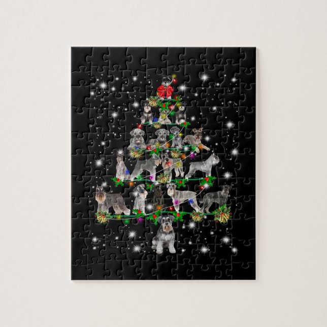 Puzzle Árbol de Navidad Schnauzer cubierto por linterna (Vertical)