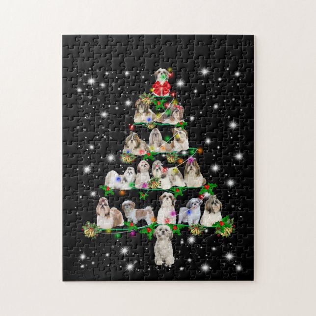 Puzzle Árbol de Navidad Shih Tzu Cubierto De Fachlight (Vertical)