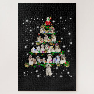 Puzzle Árbol de Navidad Shih Tzu Cubierto De Fashlight