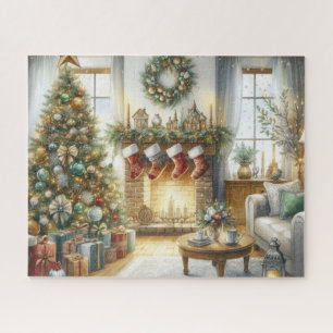 Puzzle Árbol de Navidad y chimenea de vacaciones 