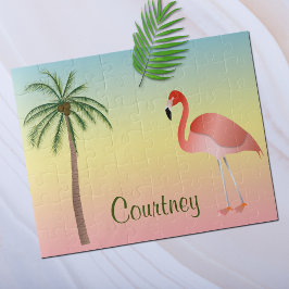 Puzzle Árbol De Palma Y Flamingo Con Su Nombre