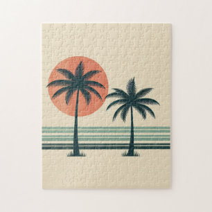 Puzzle Árbol de palmeras tropicales retro/vintage