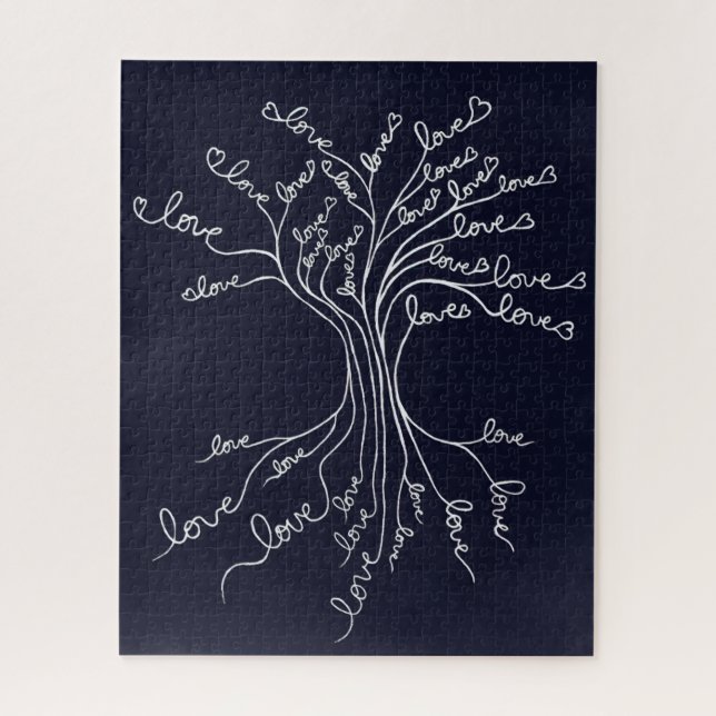 Puzzle Árbol de vida con corazones significativos y desaf (Vertical)