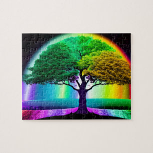 Puzzle Árbol de vida rodeado de colores arcoiris
