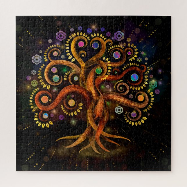 Puzzle Árbol de vida - Yggdrasil - Bizcocho arcoiris (Vertical)