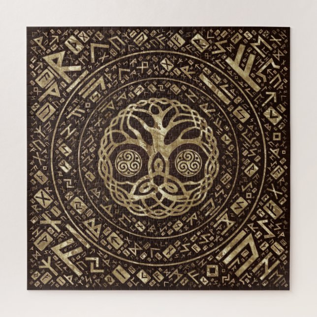 Puzzle Árbol de vida - Yggdrasil con el nudo de la Trinid (Vertical)